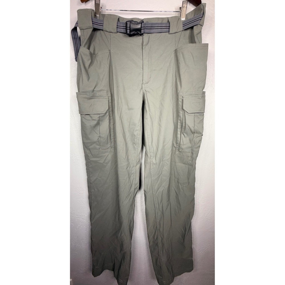 Duluth Trading Co Dry on the Fly Cargo Pants Mens XL x 34 Gray Green Belted